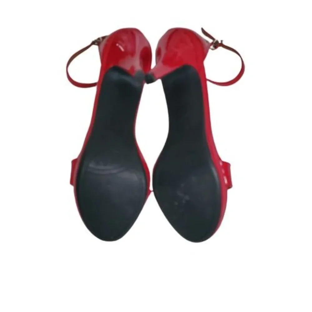 CM Women's Leather Ankle Strap Stiletto Heels Sandals Red Size 9M - Picture 12 of 14